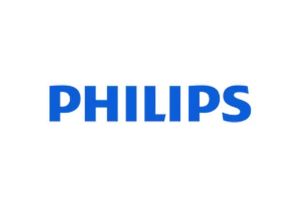 A blue and white logo of philips